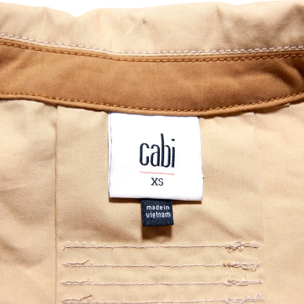 Cabi XS Women Tan #4301 Cotton Button Down Mason Jacket Collared Utility X Small - Picture 3 of 14